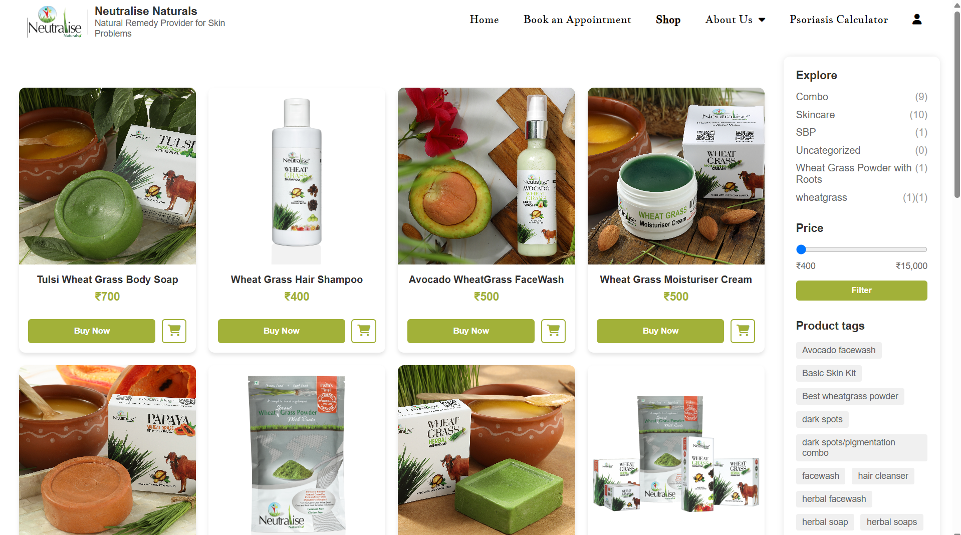 Neutralise E-commerce project screenshot